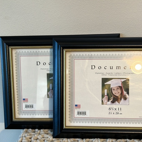 2 picture frames 8-1/2” x 11” for diplomas, certificates and more - Picture 2 of 3